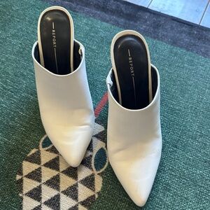 White leather booties heels